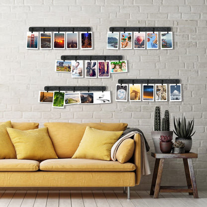 noonebutyou Picture Frames Collage Wall Decor, 6 Pcs Black Felt Lightweight Bulletin Board Strips, Photo Wall Collage Kit with 30 Clips for Photo Display, Notes, Schedules, Announcements