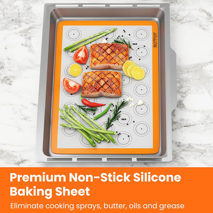 HOTPOP Reusable Macaron Cookie Sheet, Non-Stick Baking Mats, Set of 4 (2 Half Sheets, 2 Quarter Sheets)