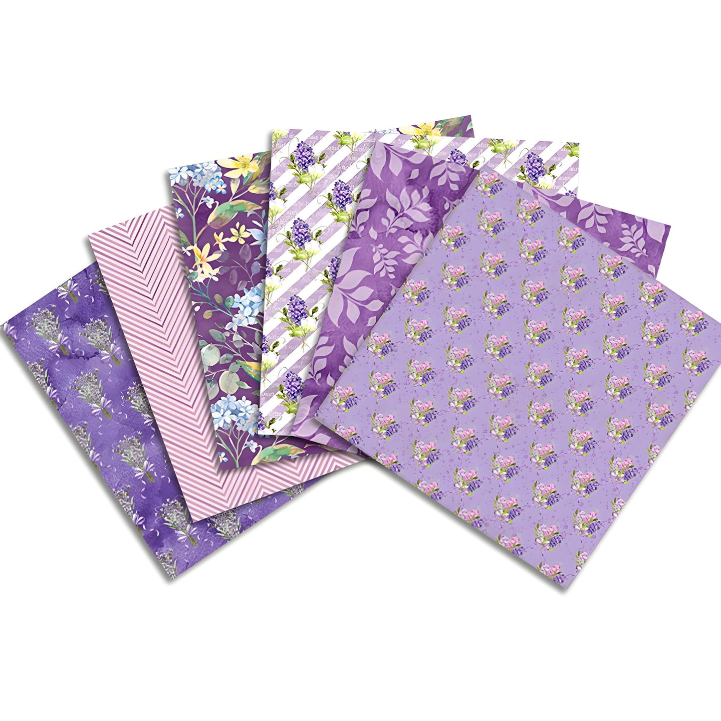 VIVIQUEN 24 Pack Purple Floral Scrapbook Paper, 12-inches Garden Flower Botanical Single-Sided Specialty Craft Paper Folded Flat for DIY Background Card Art Photo Album Decor