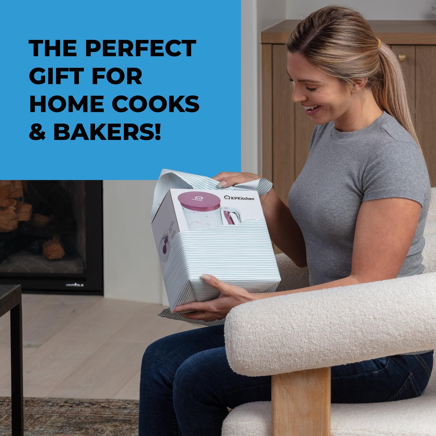 KPKitchen Pancake Batter Dispenser - Kitchen Must Have Tool for Perfect Pancakes, Cupcake, Waffle, Muffin Mix, Cake & Crepe - Baking Supplies for Griddle - Pancake Maker with Measuring Label (Purple)