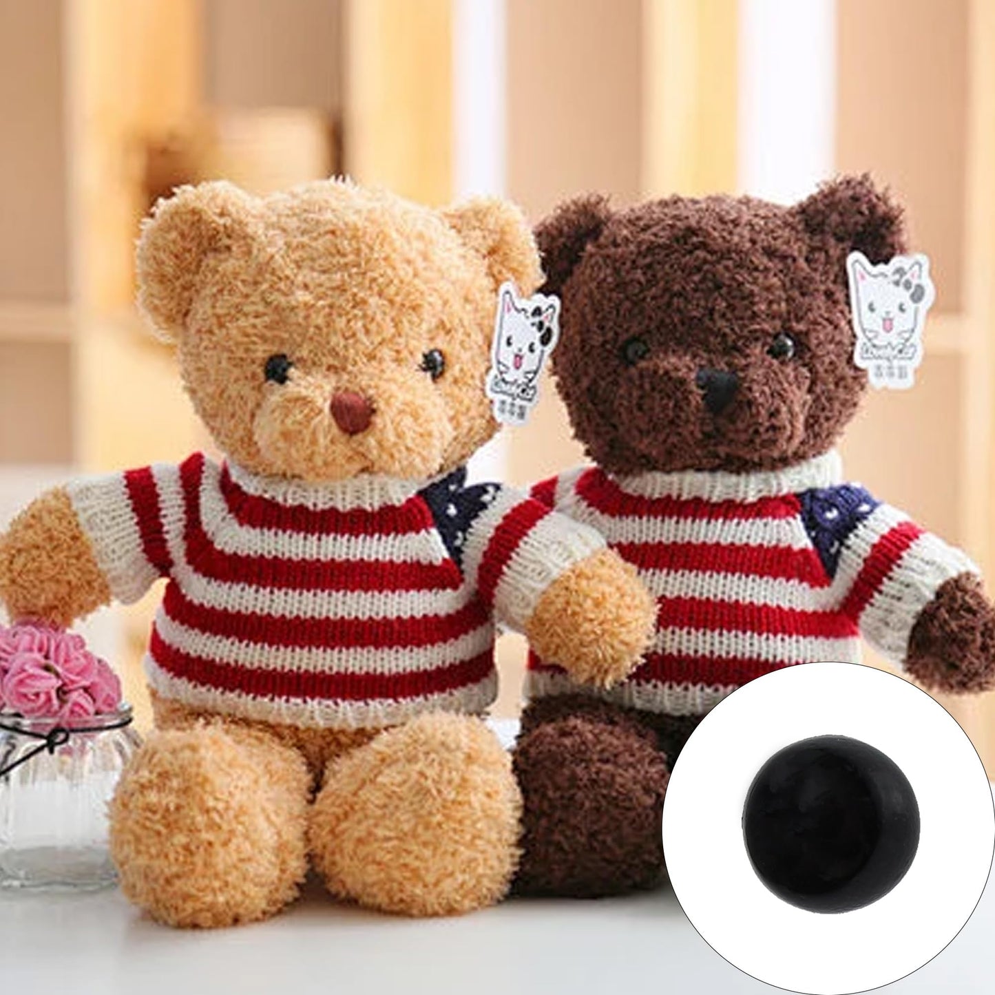 pson 100PCS Black Plastic Safety Eyes, 9mm Sewing On Mushroom Domed Buttons Craft Eyes for Crochet Animal Toys, Teddy Bear, Puppet & Plush Doll Making