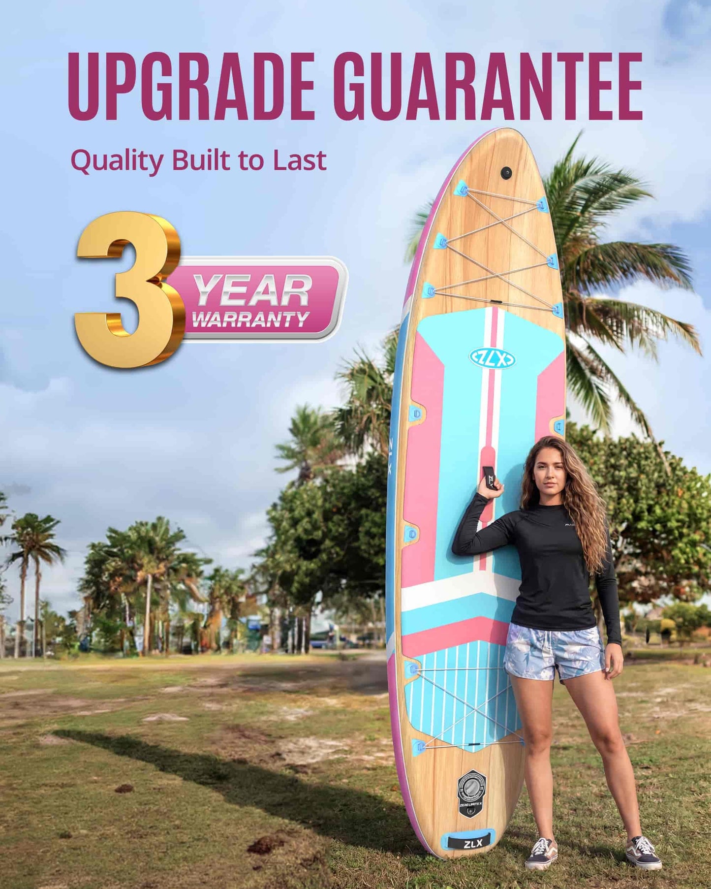 ZLX 11'6"x35" Ultra Wide Inflatable Stand Up Paddle Board | Stable Non-Slip Deck Pad, Unique Fin System, Premium SUP Accessories & Backpack - Upgraded Pump for Adults, All Skill Levels