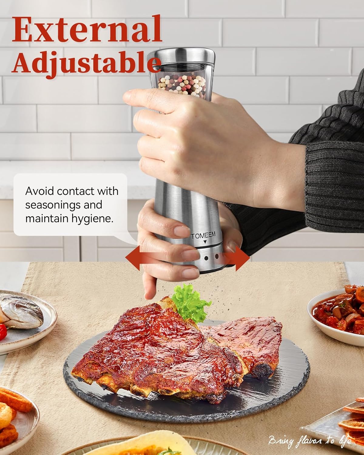 Set Set 4.5 oz 1.8" Electric Salt and Pepper Grinder with Storage Base, Stainless Steel Rechargeable Salt and Pepper