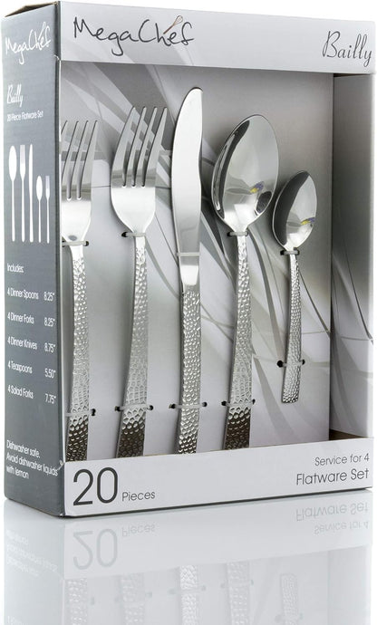 MegaChef Baily 20 Piece Stainless Steel Flatware Utensil Set for 4 in Silver