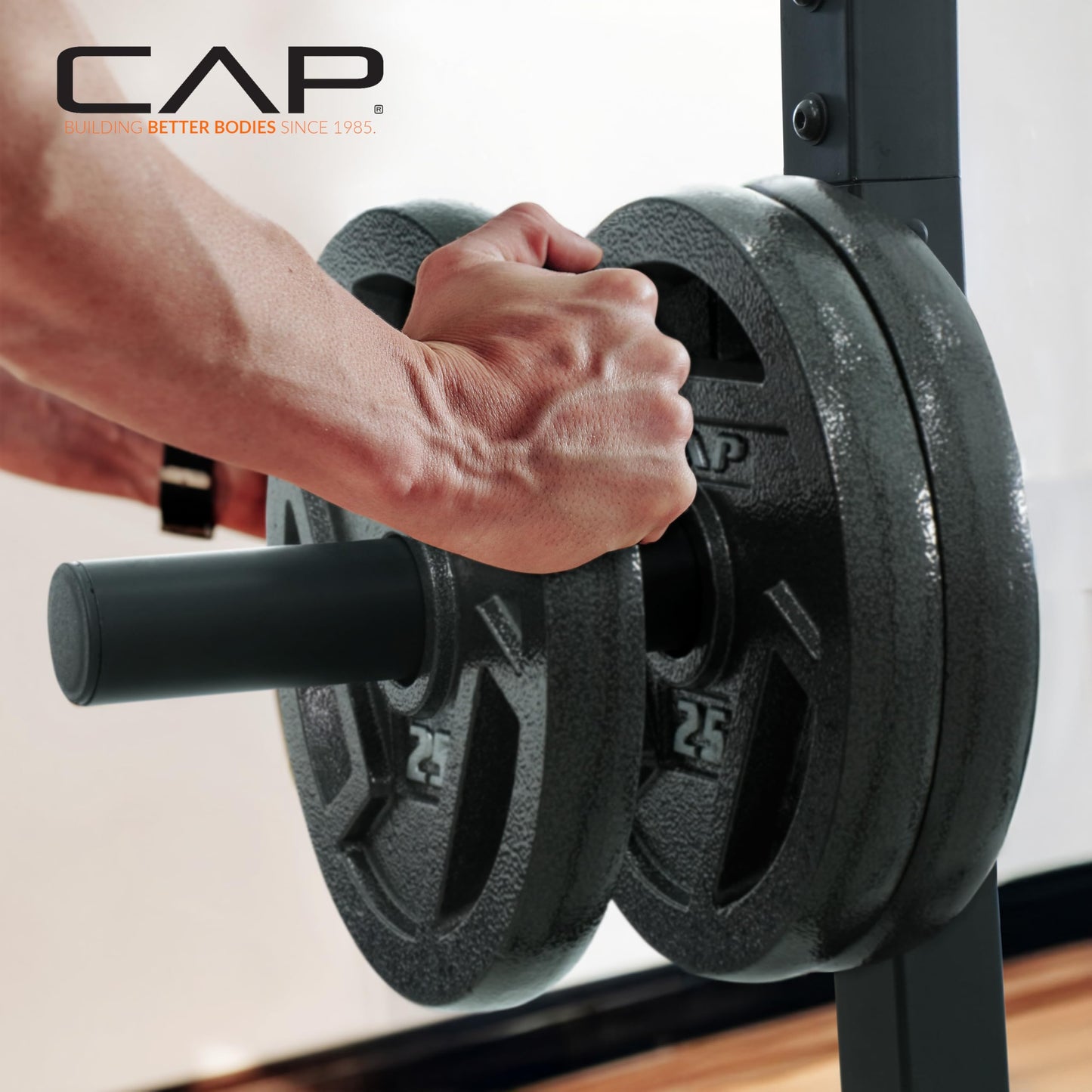 Cap Power Rack with Pull Up Bar & Attachments - Squat Rack & Strength Training Power Cage for Home Gym - White