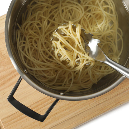 Calphalon Edge Stainless Steel Spaghetti Pasta Server w/Thermoplastic Rubber Handle - Taupe