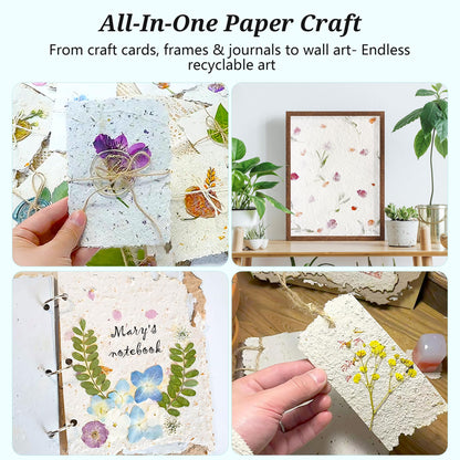Aboofx Paper Making Kit, A4 Size Paper Making Screen Frame Kit, Wooden Mold and Deckle with Mesh, Absorbent Papers, Sponge and Confetti, DIY Handmade Papermaking Supplies Gift for Craft Lovers