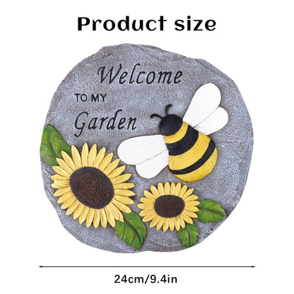 Welcome to My Garden Stepping Stone, Decorative Stone Statue for Patio, Funny Garden Decor for Lawn and Yard