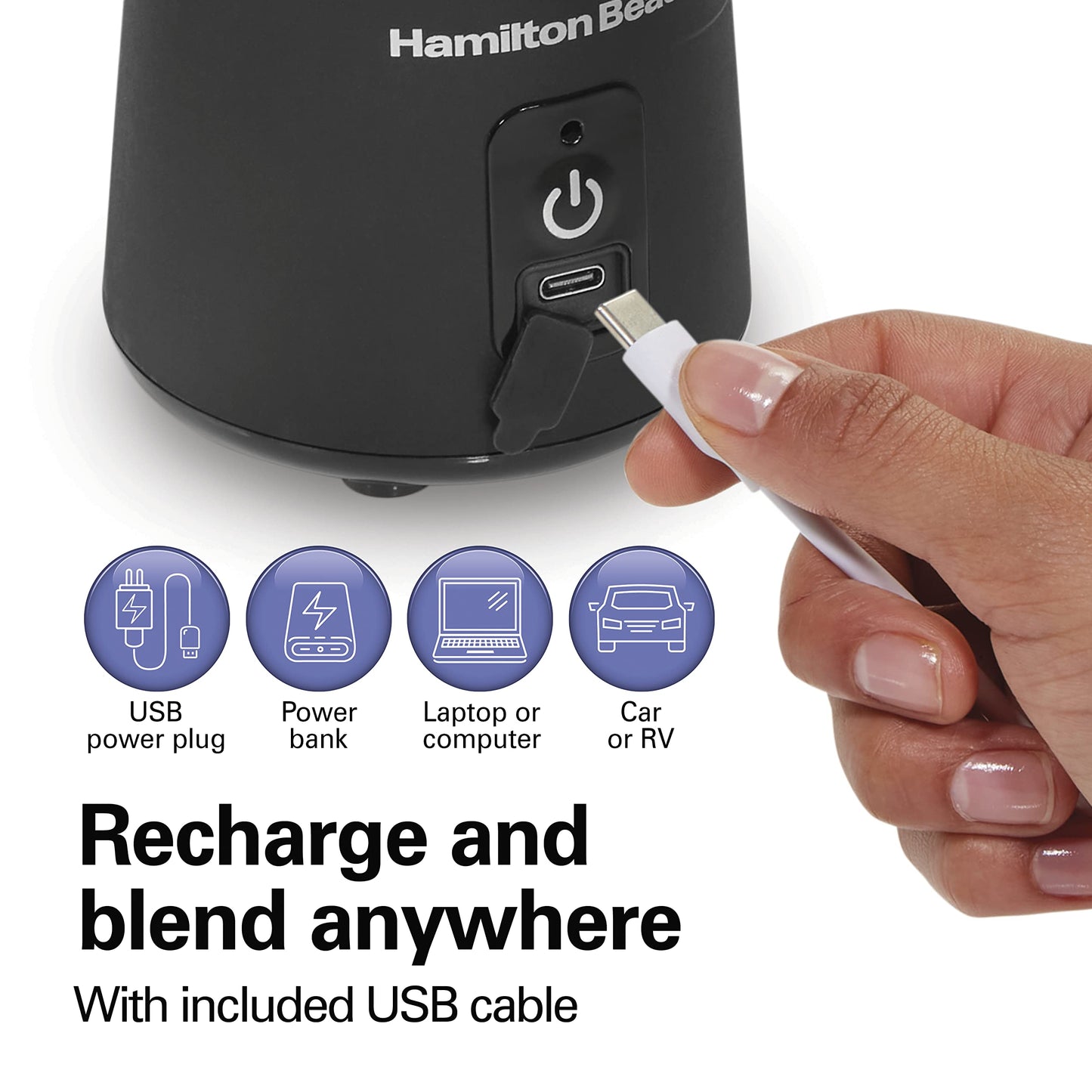 Hamilton Beach Mini Cordless Portable Personal Blender for Shakes and Smoothies, USB Rechargeable, 16 oz. Jar with Leakproof Travel Lid, 6 Stainless Steel Blades, Pink (51181)