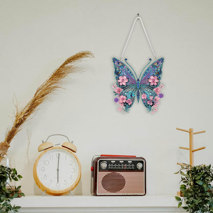 Nivvey DIY Hanging Diamond Art Pendant Painting Kit Butterfly, Special Crystal Gem Craft Painting Kit Ornament, Box Package,9.0x9.8inch