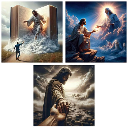 Zythron 3PCS Diamond Art Kits for Adults Jesus Diamond Painting Religion Diamonds Art DIY 5D Full Drill Gem Art Jesus Christ Painting Kit for Home Wall Decor Gifts 12x12 in