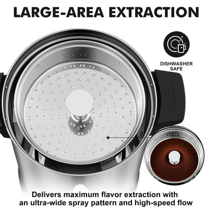 Rigstne Commercial Coffee Urn 50 Cup - Large Coffee Maker Machine, Hot Beverage Coffee Percolator Dispenser With Double Wall Stainless Steel, Water Urn for Event, Quick Brew, Temperature Control(8L)