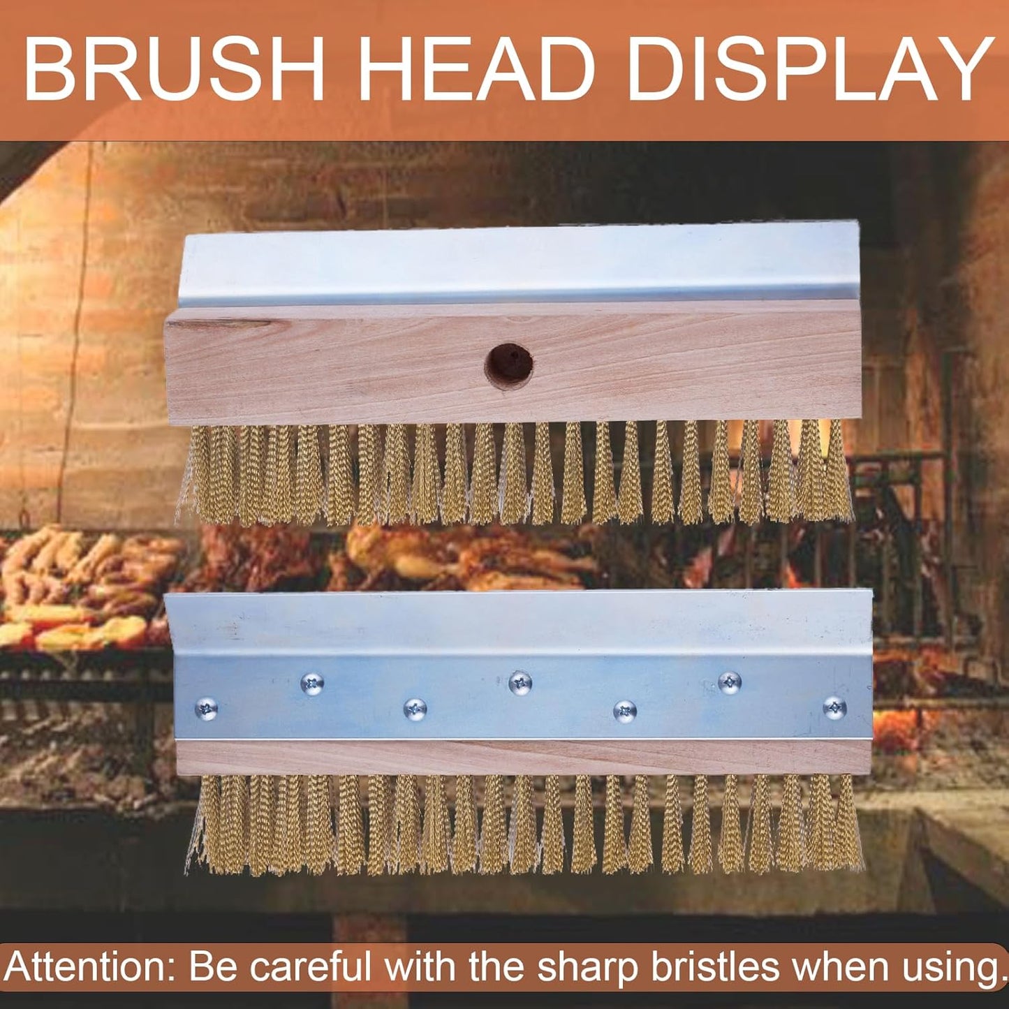 LAKIDOGS 4 Commercial Aluminum Pizza Oven Brush, Grill Brush, Wire Brushes, with Scraper and Sections of Detachable