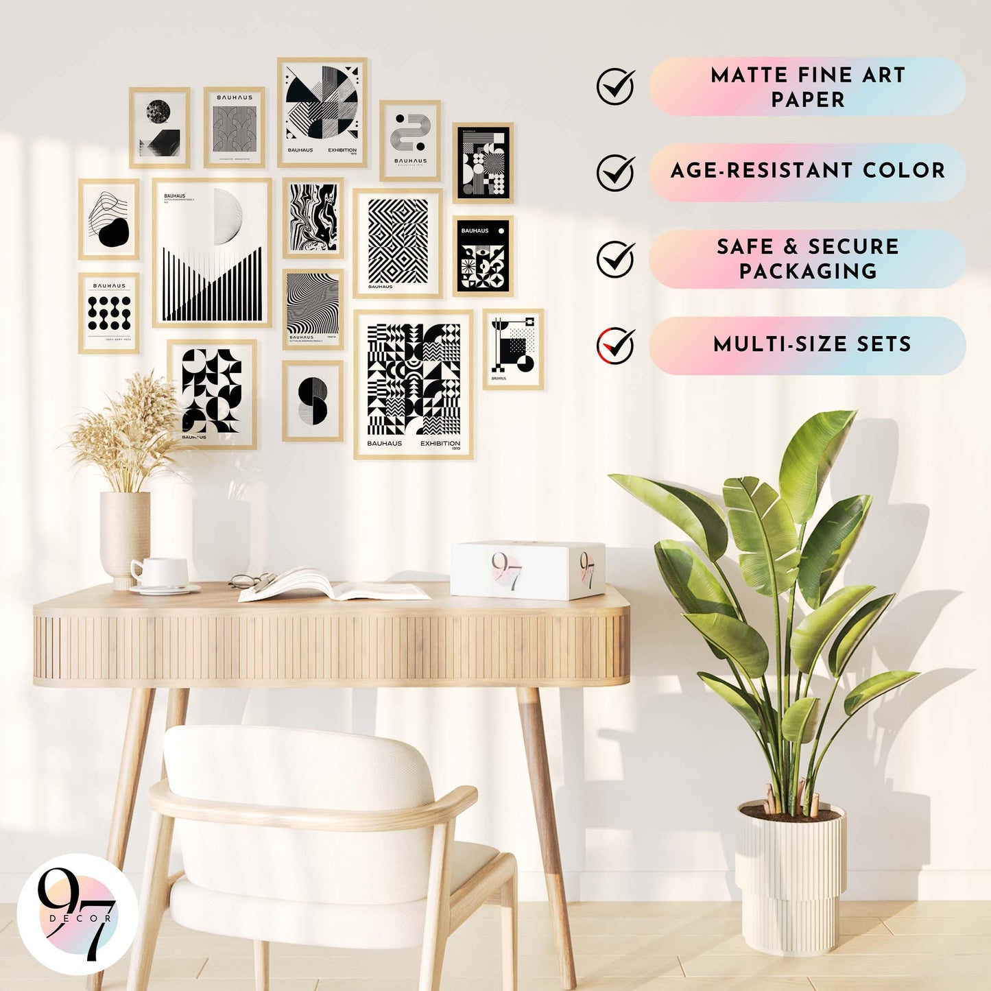 97 Decor Large 11x14 Bauhaus Wall Art Prints - Large Abstract Wall Art Decor, Mid Century Modern Art Wall Decoration, Bauhaus Poster Modern Painting Geometric Pictures For Bedroom Living Room (unframed)