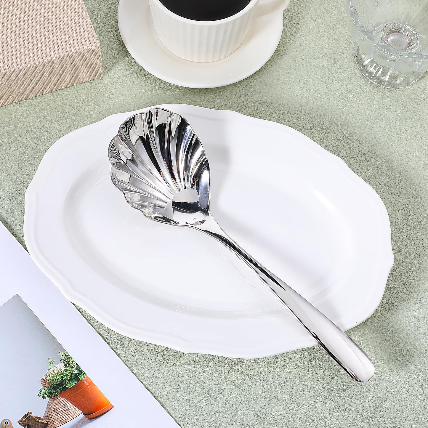 2 Pcs Large Serving Spoons for Buffet 9" Serving Spoons Stainless Steel Catering Servings Utensils Exquisite Servings Utensils for Buffet Dinner Banquet Party Kitche (Dishwasher Safe)