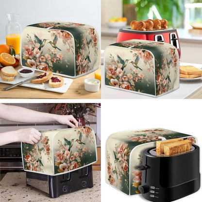 Hummingbirds Kitchen Appliance Dust Cover Set, Vintage Flower Toaster and Blender Covers for Kitchen Protection