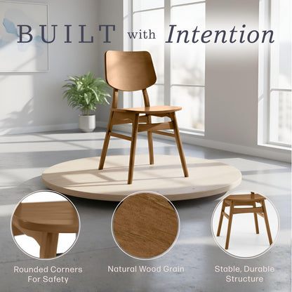 Alaterre Furniture Calais Mid Century Modern Dining Chairs Set of 4 - Solid Wood Chair Set with Armless Design - Mid Century Modern Furniture for Dining Room and Kitchen (Pecan Finish)