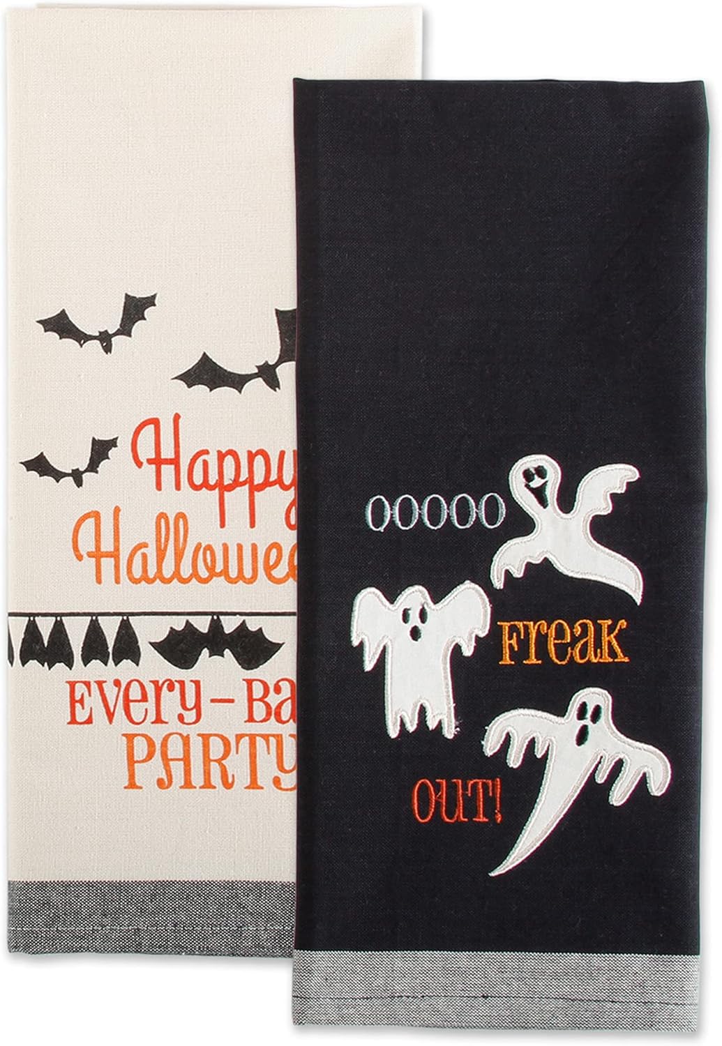 DII Spooky Kitchen Towel Collection - Halloween Décor Printed Dishtowel Set, 18x28, Bats & Ghosts