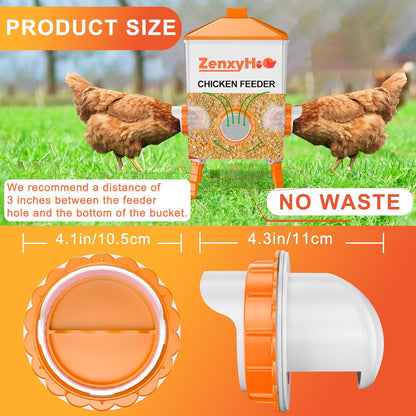 6 ZenxyHoC DIY Chicken Feeders No Waste, Ports Poultry Feeder with Hole Saw for Buckets Troughs Orange