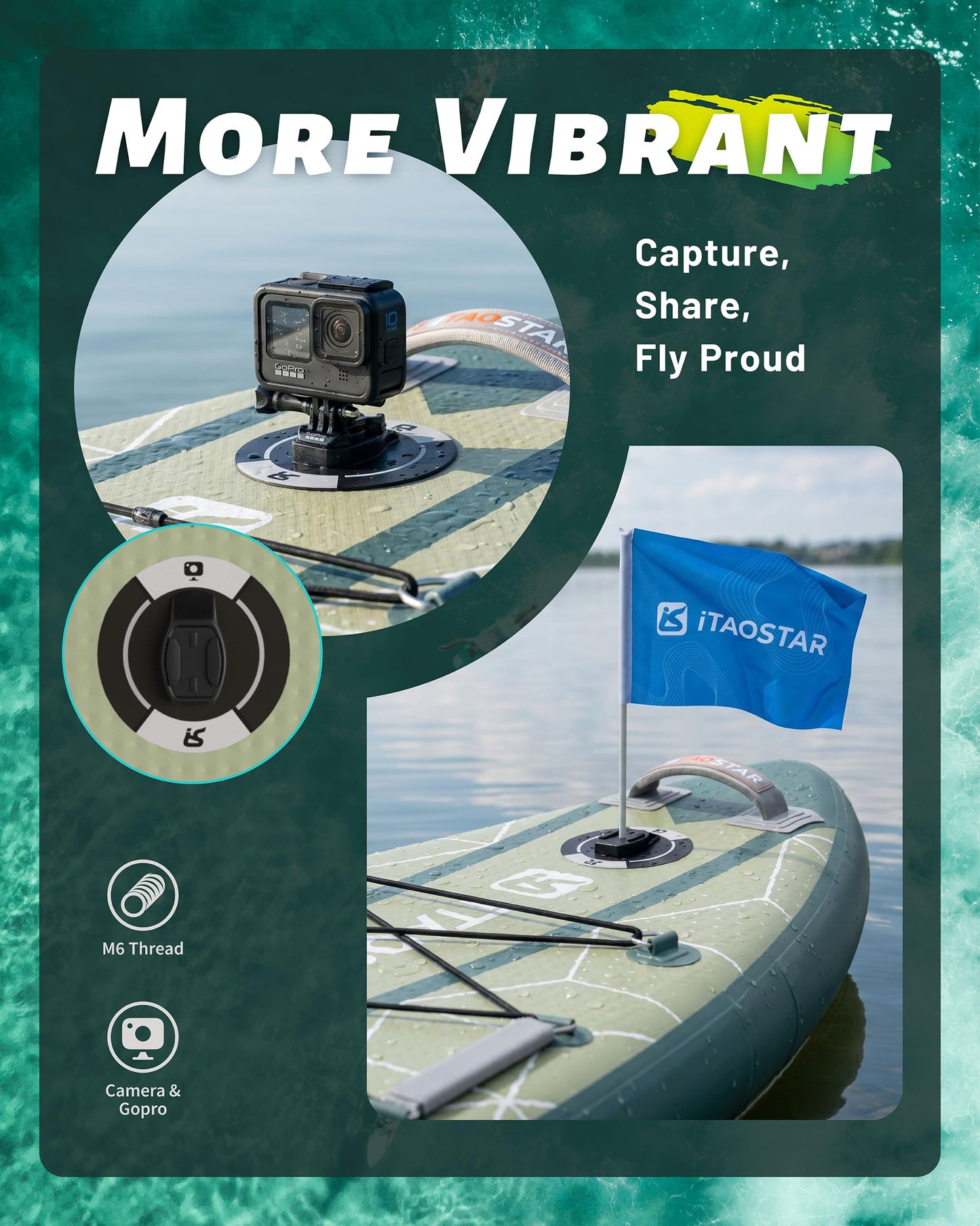 iTAOSTAR C03C 35" Super Wide Paddle Board, More Fun Inflatable Paddle Board with 5 Fins，12 Foot Stand Up Paddle Board with Premium SUP Accessories for Adults of All Skill Levels