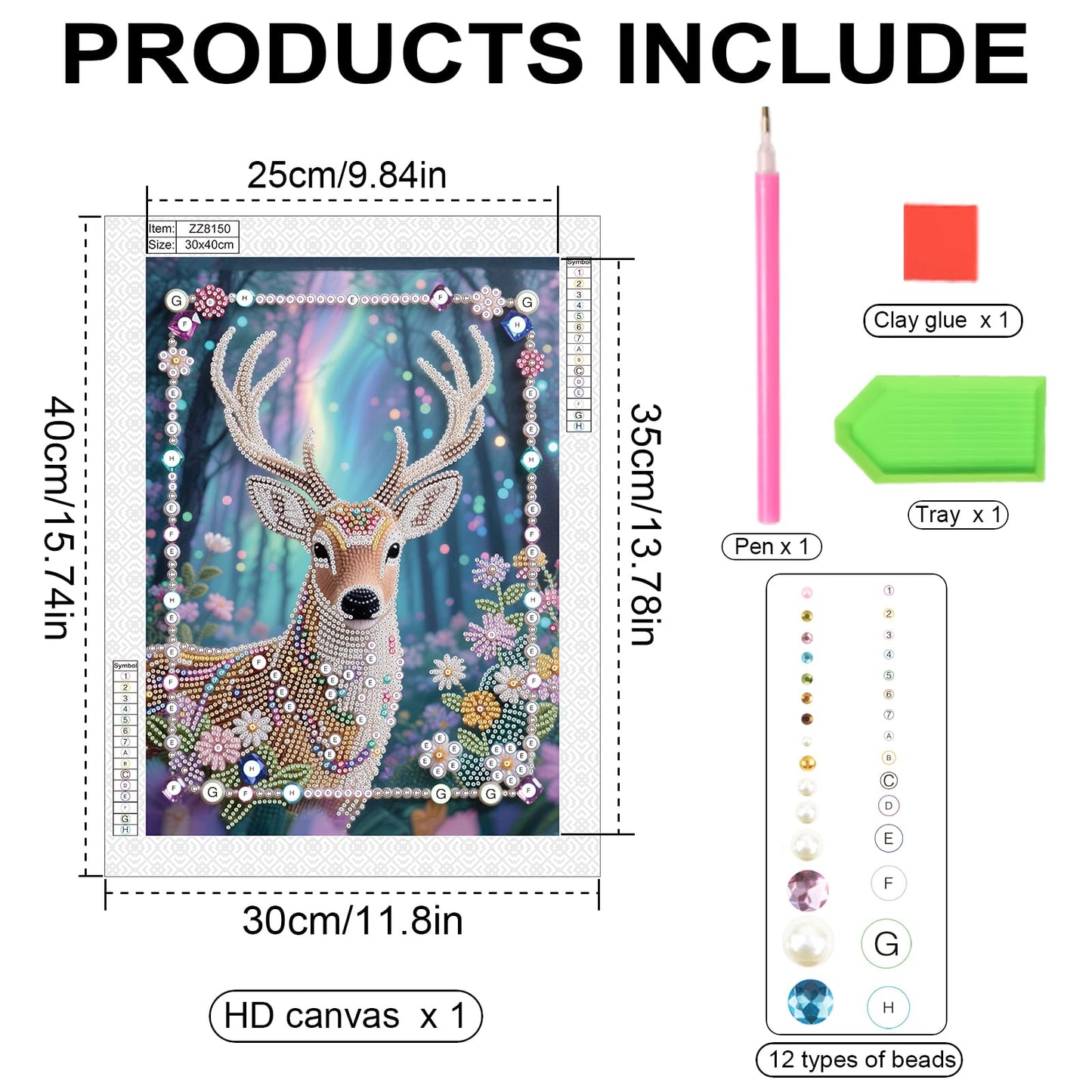 WSLWXSHM Pearl Diamond Painting Kits for Adults Elk, 5D Special Shape Diamond Art Kits for Beginners, Crystal Rhinestones Diamond Painting for Home Wall Decoration Gift 12×16inch/30×40cm Deer