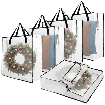 5 PCS Wreath Storage Container - 25 inch Christmas Wreath Storage Bag for Holiday Decorations, Container for Home Storage Durable Polyester with Handles