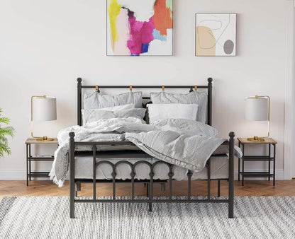 2 ULET023B02 VASAGLE INDESTIC End Table, Nightstand with Adjustable Mesh Shelves, Industrial Side Table for Living