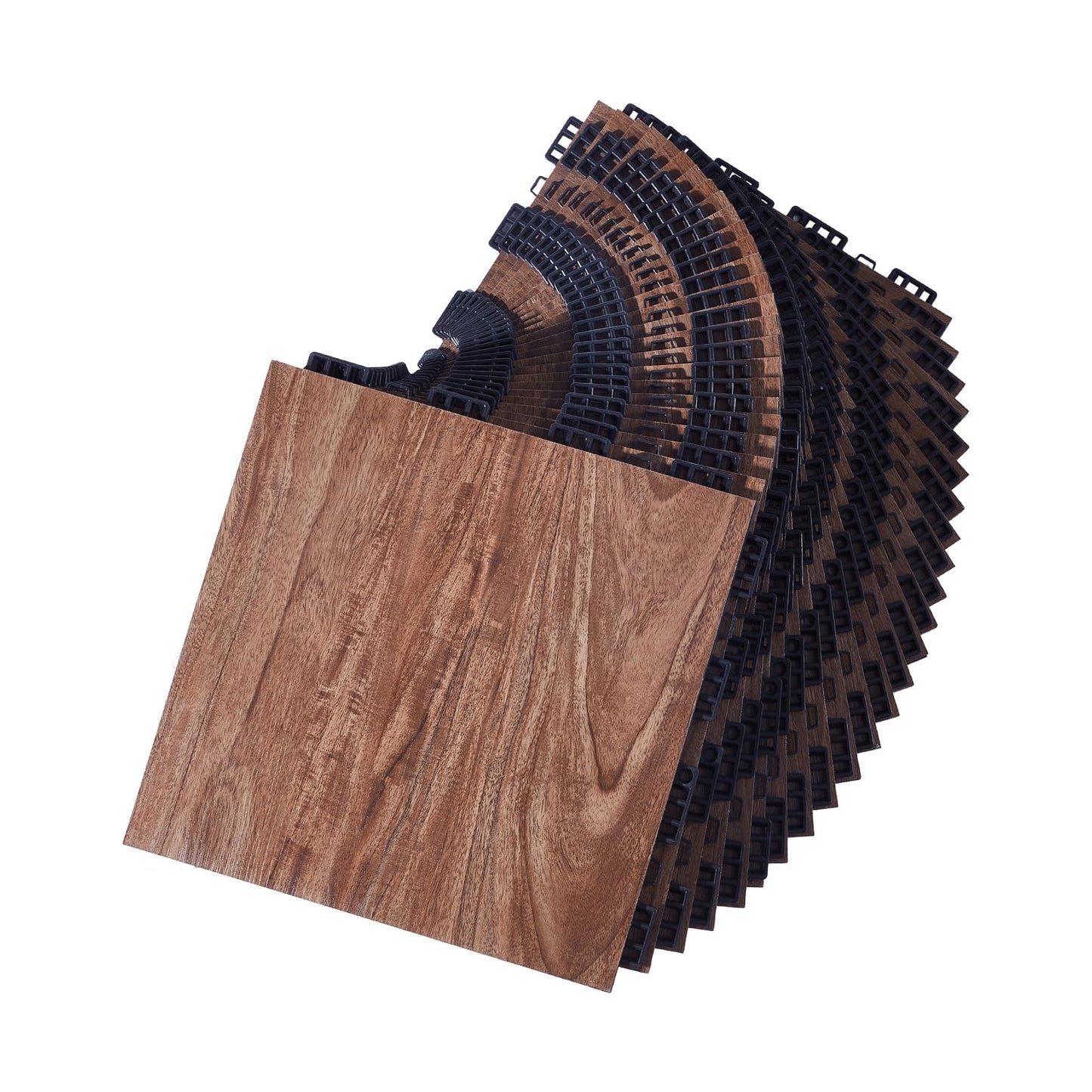 Happybuy Dance Floor Tiles, 12.4 x 12.4 in 52-Piece Interlocking, Portable Dance Flooring with Cushioned Base (Oak Wood Grain, 52 sq. ft/Box)
