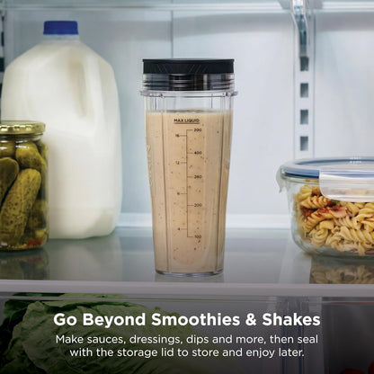 Ninja Nutri-Plus Personal Blender - Compact Push to Blend for Smoothies & Frozen Drinks | 900W | Silver | 3 To-Go Cups