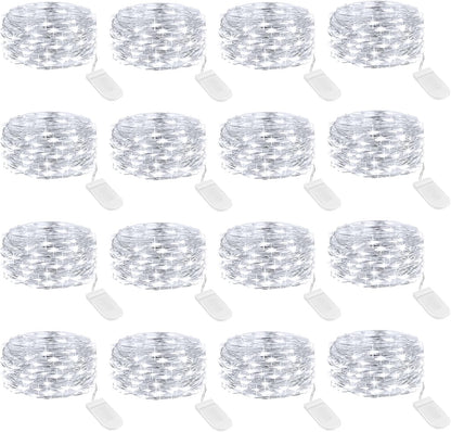 16 Pack 6.5ft IP67 Onforu White Fairy Lights Battery Operated String Lights, Waterproof Twinkle Lights LED Lights