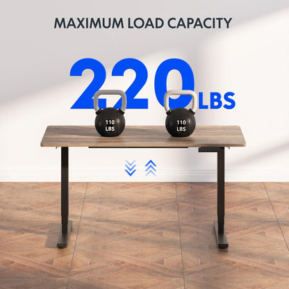 FLEXISPOT E6 3-Stage Dual Motor Electric Standing Desk 55 x 28 Sit Stand Up Desk, Holds 220 lbs, Adjustable Height w/Memory Presets, One-Piece Brown Wood Grain Desktop & Black Frame, Ships in 2 Boxes