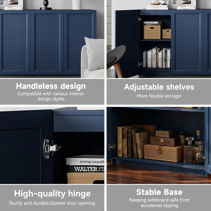 FENSULN Modern Sideboard Accent 2 in 1 Buffet Storage Cabinet Display Buffet Cabinet Credenza with Adjustable Shelves for Dinging Room Living Room Entryway Coffee Bar,Blue