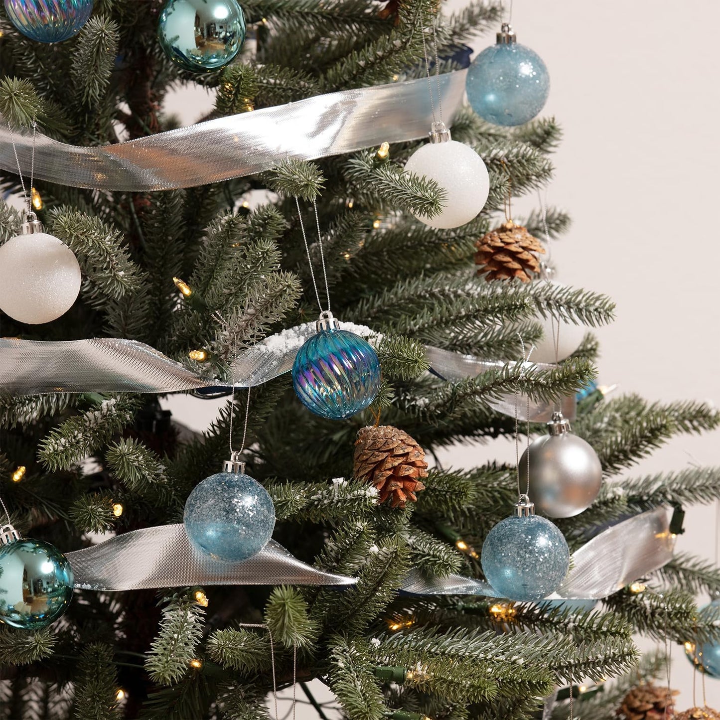 Every Day is Christmas Ornaments - Shatterproof Christmas Tree Ornament Set, 50 Count (2.24"/57mm, Blue Silver)