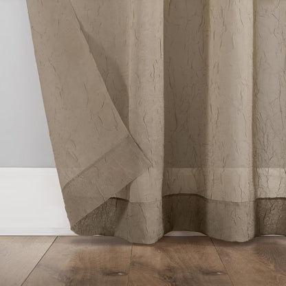 No. 918 Erica Crushed Sheer Voile Curtain Panel, 51" x 63", Taupe