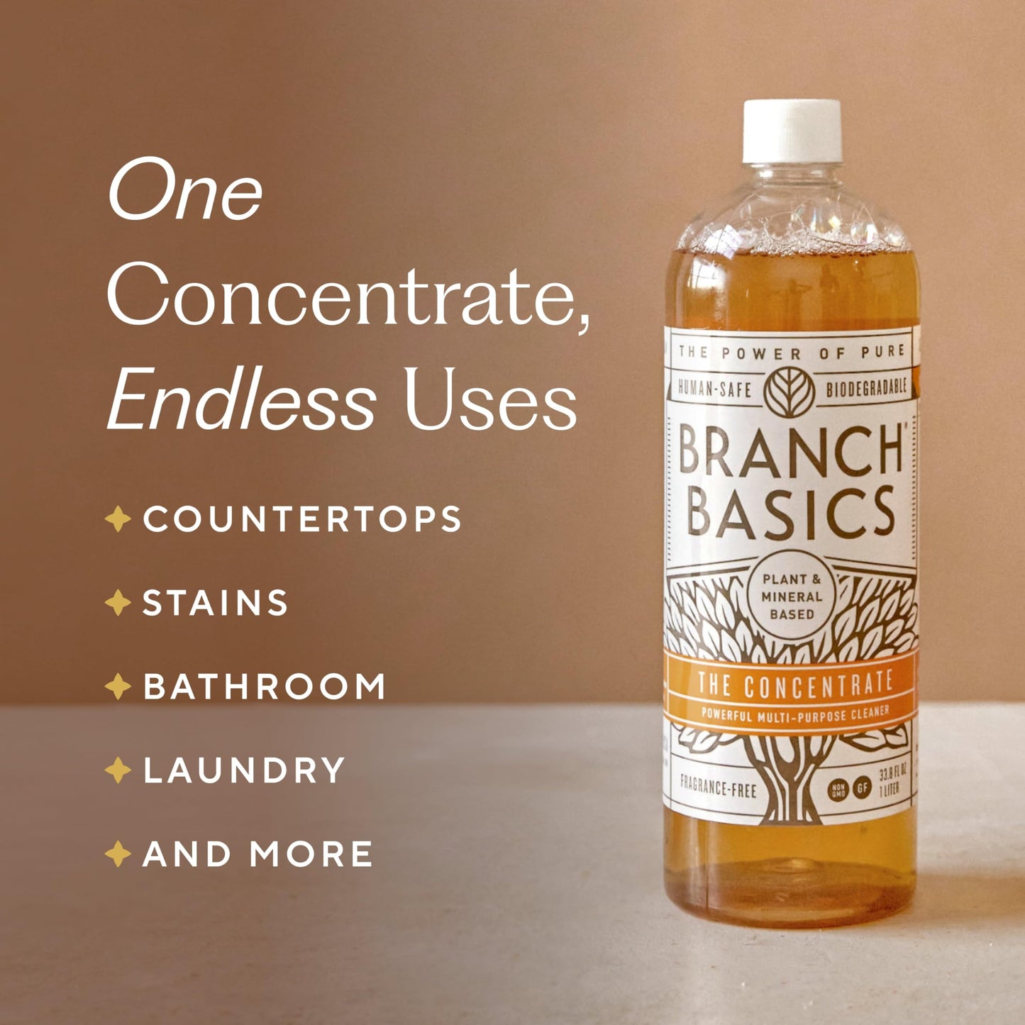 Branch Basics Premium Starter Kit: All Purpose Cleaner, Glass, and Bathroom Cleaner plus our Foaming Wash, and Laundry Bottle (3 Plastic Spray Bottles + Concentrate) Fragrance-Free