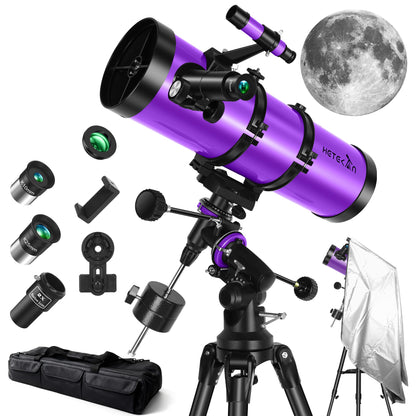 Telescope, 150EQ Newtonian Reflector Telescope for Adults & Beginners, Professional Telescopes for Adults High Powered Astronomy with Equatorial Mount, Phone Mount, Dust Cover & Carrying Bag
