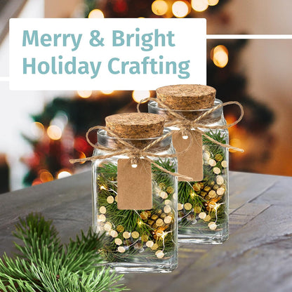 12 Pack Empty Candle Jars, 100ml Mini Square Glass Bottles with Stoppers, Mini Jars w/Cork Lids for Crafting Candles, Wedding Favours & Potions