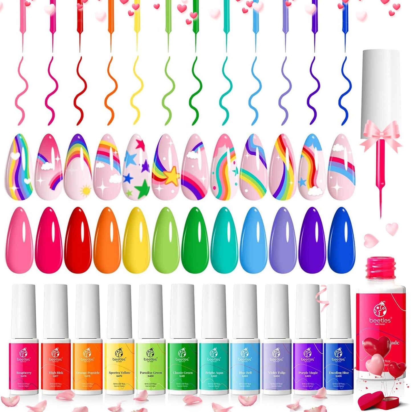 Beetles Nail Stamp 3Pcs Silicone French Tip Nail Stamp Kit with Replacement Nail Stamper Heads and Scrapers Soft Silicone Nail Printing Tool for Home Manicure Diy Nail Art Salon Gifts for Girls
