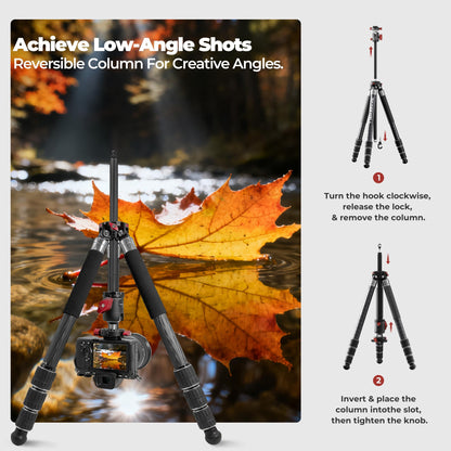 The Real Multi-Tripod 5-in-1- Carbon Fiber Design for Cameras & Smartphones, Tripod, Monopod, Trekking Pole, Desktop Mode – Up to 20kg Payload