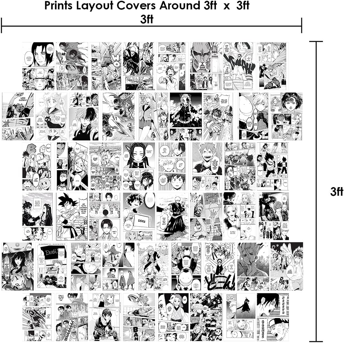 WOONKIT Anime Posters Pack - 50PCS 4X6 INCH MHA Anime Wall Collage Kit for Bedroom and Dorm Decor