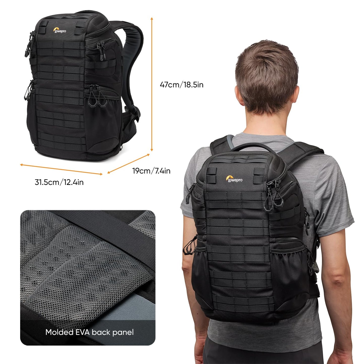 Lowepro ProTactic BP 350 AW III Camera Backpack, 4-point Access, Professional Camera Bag, DSLR/Drones/Mirrorless, Up to 14" Laptop, Rain Cover, for Photographer,Videographer, Volume 17L
