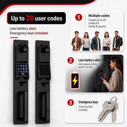 NEWBANG Digital Front Door Handleset with Keypad for Double Doors in Black Finish- Electronic Lockset with Dummy Set