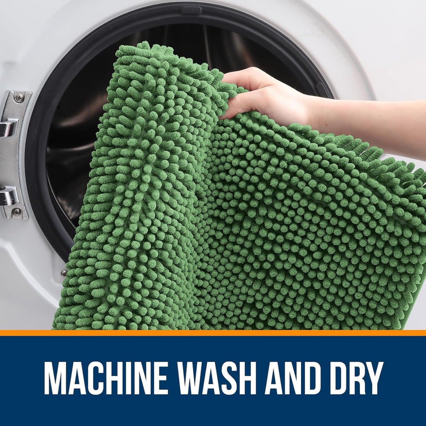 OLANLY Large Bathroom Rugs - Extra Soft Chenille Bath Mats | Quick Dry, Machine Washable, Olive Green 70x46