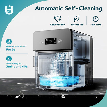 EUHOMY Ice Ball Maker Countertop, 144Pcs/day, 4Pcs Ready in 40Mins, Self-Cleaning, Sphere Ice Maker Machine with Crystal Clear Ice for Whiskey/Brandy/Rum