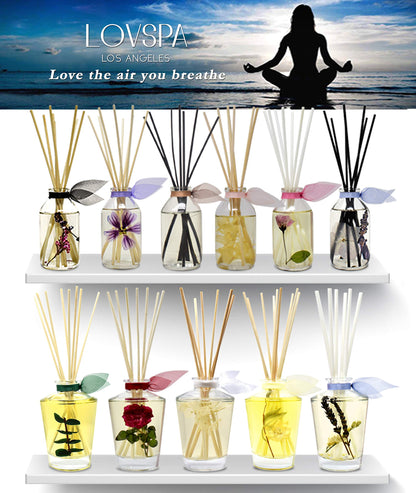 LOVSPA Reed Diffuser Set, Smoked Vanilla Scented Oil Diffuser with Sticks, Home Fragrance Accessories for Bathroom Shelf Decor, Aroma Diffusers for Home or Office Fall Decor, USA Made
