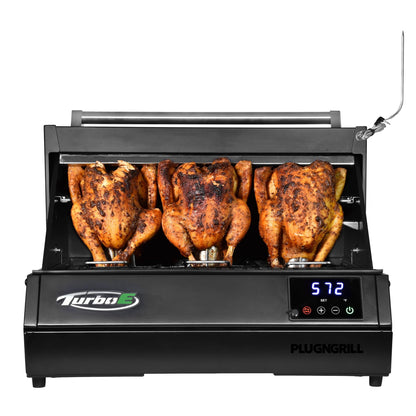 PlugNGrill Turbo E XL Electric Grill, 1700W Infrared, Warming Rack and Probe, Apartment Friendly