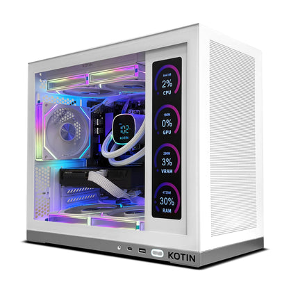 KOTIN Prebuilt Gaming PC Desktop Computer, Ryzen 7 7800X3D, RTX 5060 Ti 8GB, 32GB DDR5 6000MHz, 1TB PCIe 4.0 SSD, 11.3" Display, 240mm Liquid Cooler, WiFi 7, Windows 11 Home, ARGB White Tower G50W