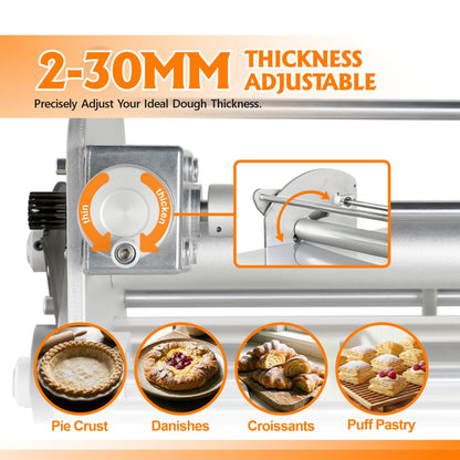 Commercial Electric Dough Sheeter 22.7", Dough Roller Machine & Laminadora de Masa Electrica for Pizza Dough, Croissants & Pastry – Countertop Foldable Dough Laminator for Bakery & Home Use (White)