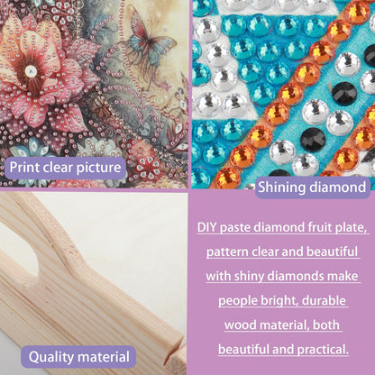 JISHSHAY Diamond Art Serving Tray Diamond Painting Food Tray Gem Art Serving Platter Gem Painting Mosaic Kits for Adults DIY Kits for Adults, with Wood Handle 20×30cm/7.87×11.81in, Wolf