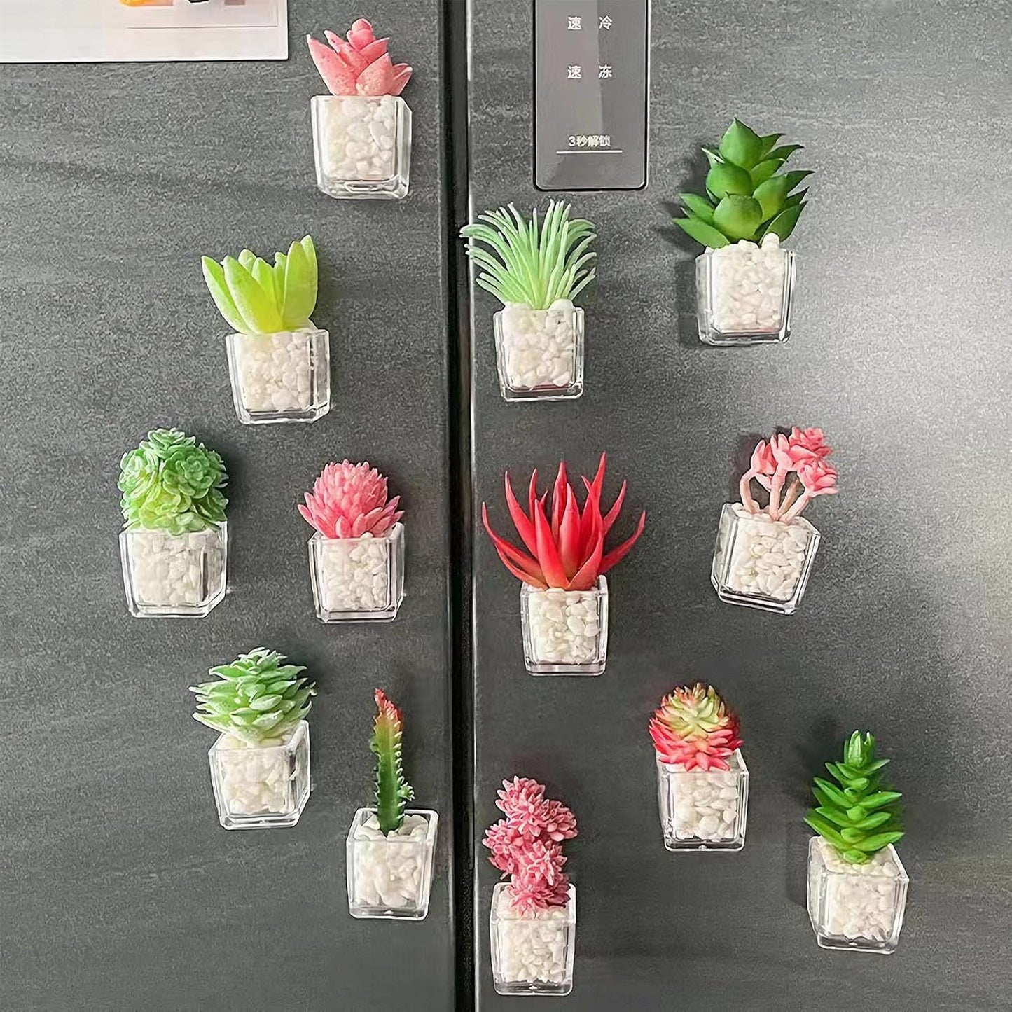 Plant Magnets for Fridge, Succulent Artificial Plants Refrigerator Magnets, Funny 3D Resin Decorative Set of 4
